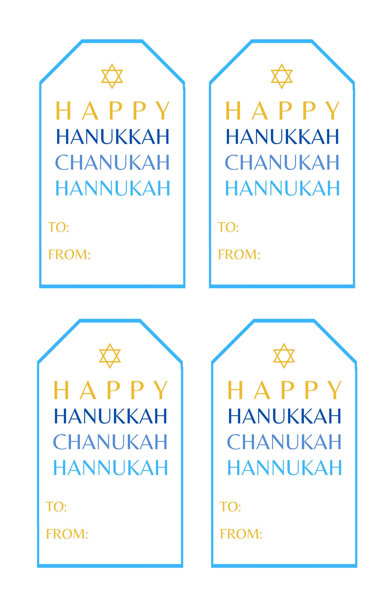Hanukkah Gift Tags Printable Gift Tags Instant Download Etsy UK