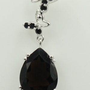 Rare 7.54 carat smoky quartz, spinel pendant necklace ..butterfly