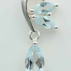 Noble 1.2 Carat Blue Topaz Design Pendant 925 Silver Necklace Chain Blue Topaz