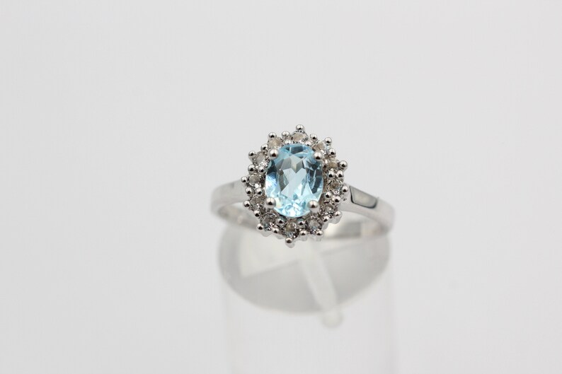 Noble 1.65 Carat Blautopaz Weiatopas Ring 925 Silver Finger Ring 8 18 57