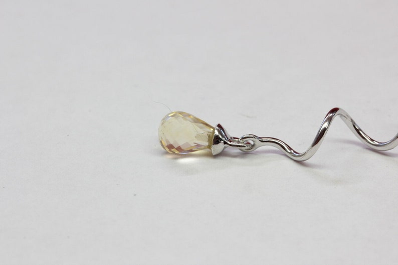 Noble 3.30 Carat Citrin Puller 925 Silver Briolette Cut Top Earrings Light Yellow Gemstone Earrings top Noble