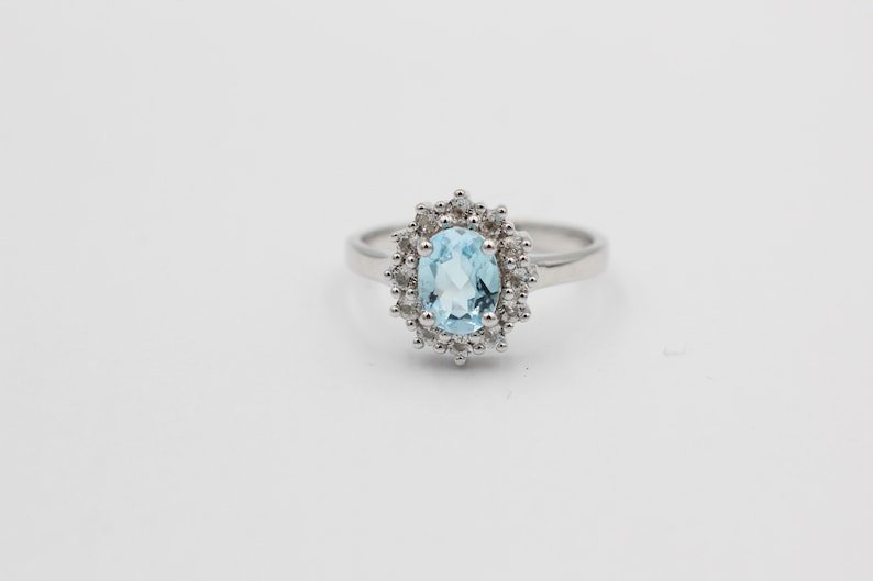 Noble 1.65 Carat Blautopaz Weiatopas Ring 925 Silver Finger Ring 8 18 57