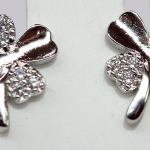 Noble cloverleaf earrings with zirconia 925 silver earring noble top approx. 9 mm