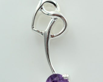 0,4 Carat Amethyst Anhänger 925 Silber Collier Kette Amethystanhänger Schmuck