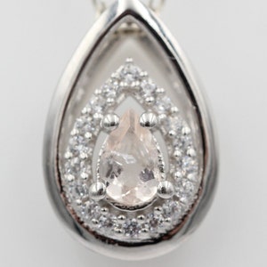 Rare 0.5 Carat Morganite Pendant 925 Silver Necklace Chain Rare Gemstone