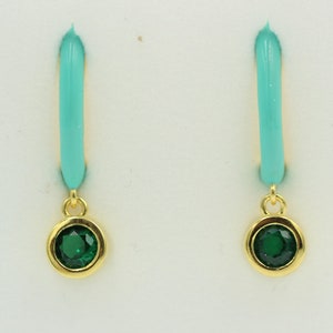 Creole 925 silver enamel with zirconia gold plated Sterling silver top jewelry