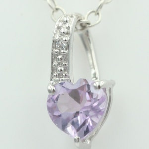 Pendentif cœur en améthyste rose 0.58 Carat, collier en argent 925, chaîne, bijoux en améthyste