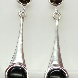 Noble 3.1 Carat Smoky Quartz Onyx Stud Earrings 925 Silver Earrings