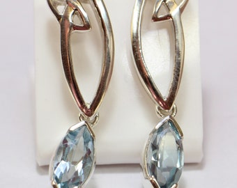 Noble 3.1 Carat Bluetopas Earrings 925 Silver sky blue Topaz Earring Top