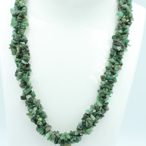 51.0 Carat Emerald Chip Chain Three Row 925 Silver Extension Chain