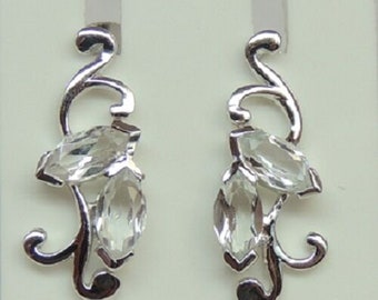 Noble Floral 1.3 Carat Weiatopas Boucles d’oreilles 925 Boucles d’oreilles En Topaze Argent Boucles d’oreilles