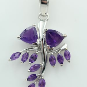 2.40 Carat African Amethyst Pendant 925 Silver Necklace Amethyst