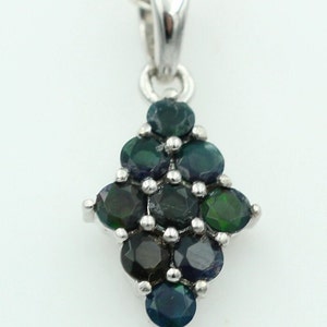 1.75 Carat Black Ethiopian Opal Pendant 925 Silver Necklace Chain Welo
