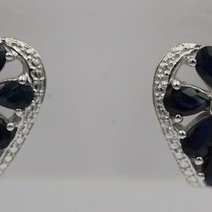 Boucles d'oreilles élégantes à tige Sahpir de 3,36 carats, boucles d'oreilles en argent 925 avec saphir bleu