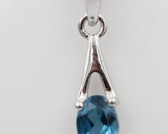 rare 0.72 carat London blue topast pendant 925 silver necklace chain