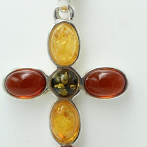 Amber cross pendant 925 silver cross made of amber jewelry cross top