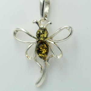 small butterfly pendant amber 925 silver butterfly pendant