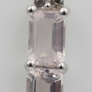 rare 1.2 carat rose quartz pendant 925 silver necklace chain white topaz
