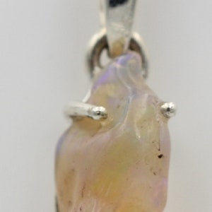 7.1 Carat Ethiopian Opal Rough Stone 925 Silver Pendant Necklace Chain Welo Opal