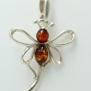 small butterfly pendant amber 925 silver butterfly pendant