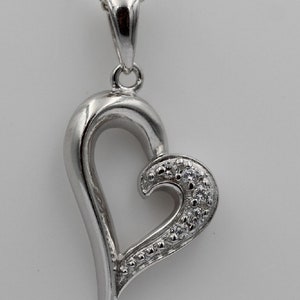 Heart Pendant 925 Sterling Silver Rhodium Plated with Zirconia Heart Pendant
