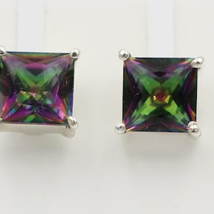 2.0 Carat Mystic Topaz Stud Earrings 925 Silver Mystic Topaz Earrings Unisex