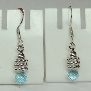 Noble 3.0 Carat Blue Topaz Briolette Cut Earrings 925 Silver Topaz Jewelry Noble