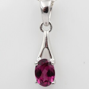 rare 0.72 carat rhodolite pendant 925 silver necklace chain