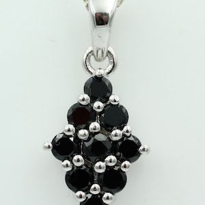 1.75 Carat Black Onyx Pendant 925 Silver Necklace Chain Onyx Pendant