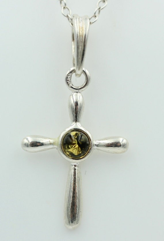 Amber Cross Pendant, 925 Silver Necklace, Amber Cross, Top Quality 