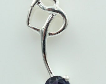 0.4 Carat Iolite Pendant 925 Silver Necklace Necklace Water Sapphire Lynx Sapphire