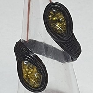 Cabochon Leather Ring Amber