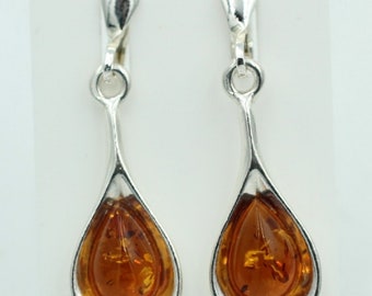 Elegant amber earrings 925 silver genuine amber from Lithuania top class