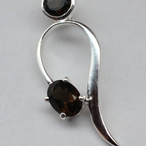 Noble 1.4 Carat Smoky Quartz Pendant 925 Necklace Chain Smoky Quartz Brown Gemstone