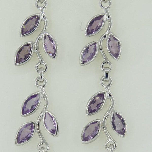 Noble Floral 3.6 Carat Amethyst Earrings 928 Silver Romantic Earrings