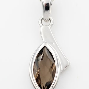 1.8 Carat Smoky Quartz Pendant 925 Silver Necklace Chain Quartz