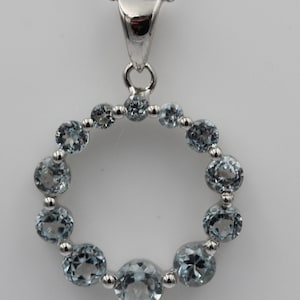 1.48 Carat Blue Topaz Pendant 925 Silver Sky Blue Topaz Sky Necklace Chain