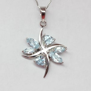 Exclusive 2.75 Carat Blue Topaz Pendant 925 Silver Necklace Sky Blue Topaz