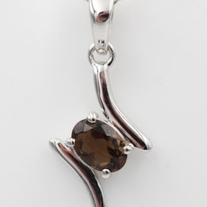 0.72 Carat Smoky Quartz Pendant 925 Silver Necklace Chain Smoky Quartz Pendant Top