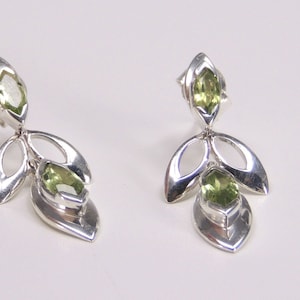 Exclusieve moderne 1,54 karaat maigrane peridot oorknopjes, oorbellen, 925 zilver