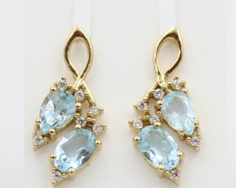 2.0 Carat Blue Topaz Stud Earrings 925 Silver Gold Plated Stud Earrings sky blue topaz