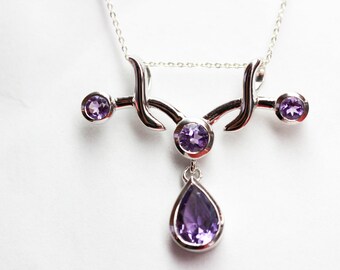 ネックレス・ペンダント Elegant エレガントな2.8カラットのアメジストペンダントシルバー925ネックレス