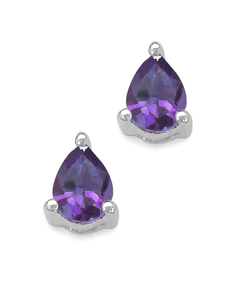 Nobile 0.45 Carati Ametista Orecchino Orring 925 Argento Unisex Viola Gemma