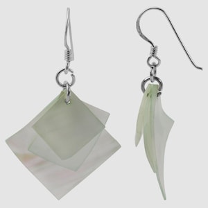 Earrings &quot;Petra&quot; with mother-of-pearl elements, light green 925/- real silver mother-of-pearl earrings
