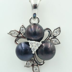 Pearl Pendant Necklace Chain 925 Silver Cubic Zirconia Top Noble Silver Pendant