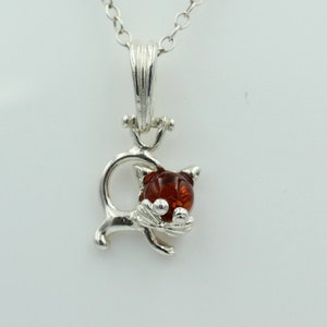 Amber Pendant Cat 925 Silver Cat Pendant Girls Women