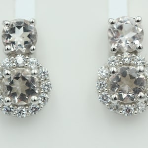 rare 1.97 carat morganite stud earrings 925 silver earrings with zirconia top