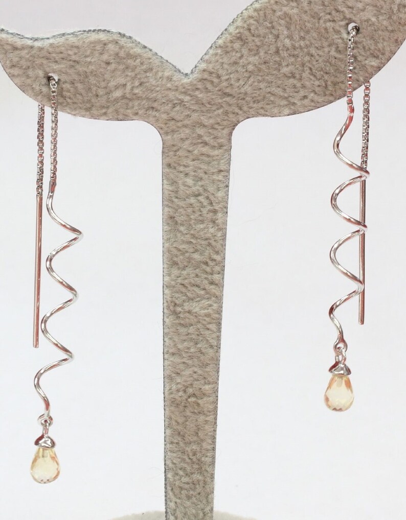 Noble 3.30 Carat Citrin Puller 925 Silver Briolette Cut Top Earrings Light Yellow Gemstone Earrings top Noble
