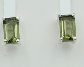 very rare moldavite stud earrings 925 silver earrings moldavite from Czech Republic