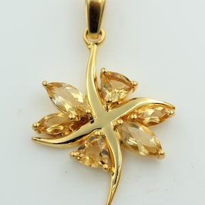 Exclusive 2.48 Carat Citrine Pendant 925 Silver Necklace Chain Gold Plated